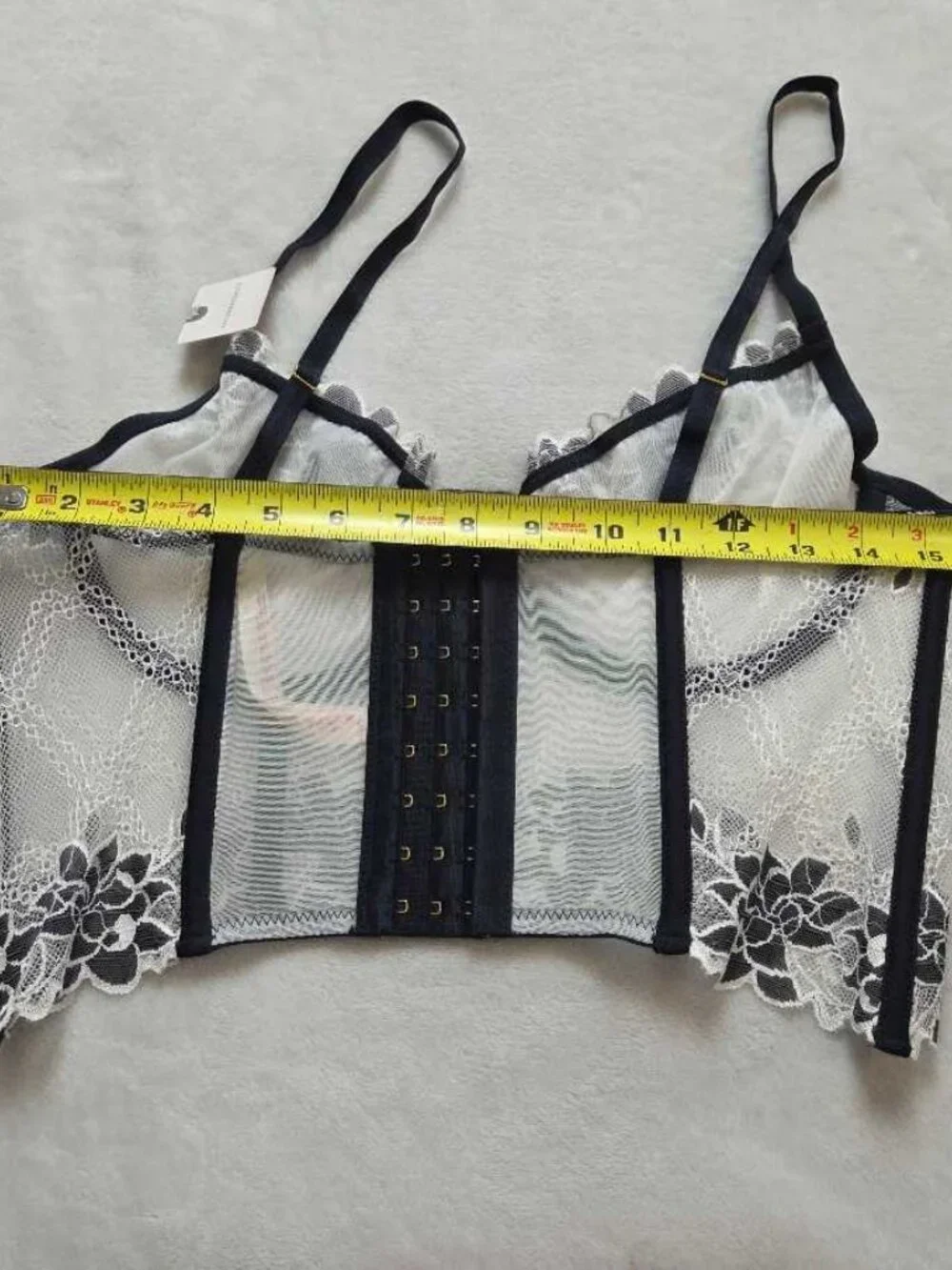 New L Anthropologie x LyreBird lace corset bra top Black & White